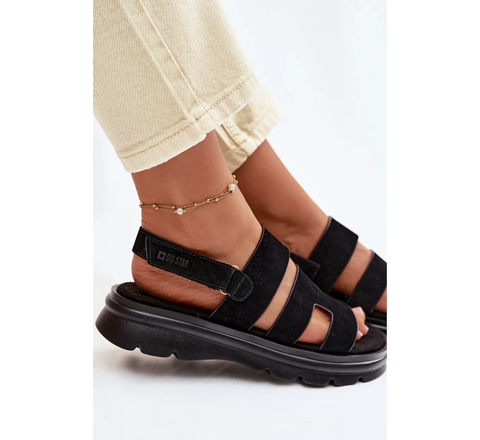 Dámské sandály semišové Big Star model 22064154 Černé - Big Star Shoes Dámské sandály semišové Big Star model 22064154 Černé - Big Star Shoes