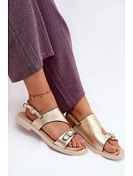 Kožené dámské nízké zlaté sandály Vinceza 86434