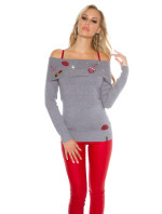 Sexy Koucla sweater shoulder-free with patches