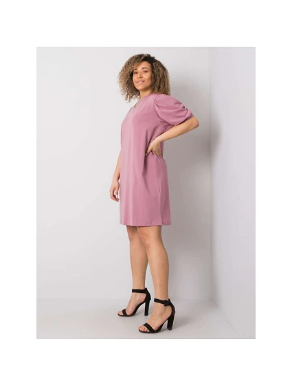 Špinavě růžové plus size šaty z bavlny model 21462296 - BASIC FEEL GOOD Špinavě růžové plus size šaty z bavlny model 21462296 - BASIC FEEL GOOD