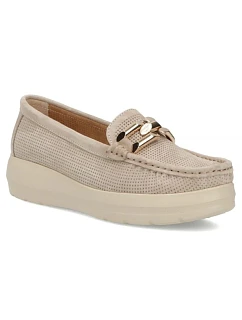 Béžové kožené mokasíny na model 22097362 - FILIPPO