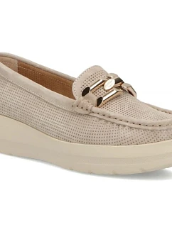 Béžové kožené mokasíny na platformách Filippo DP7652