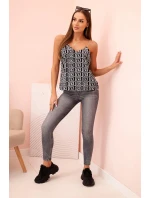 Dámská tílko s řetízkem a geometrickým vzorem mátová