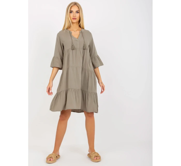 Šaty D73761M30214A5EN khaki barva