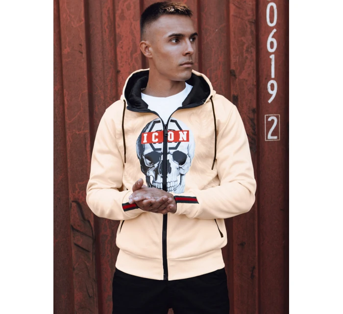 Pánská světle béžová mikina Dstreet model 21980043 - FashionStreet Pánská světle béžová mikina Dstreet model 21980043 - FashionStreet