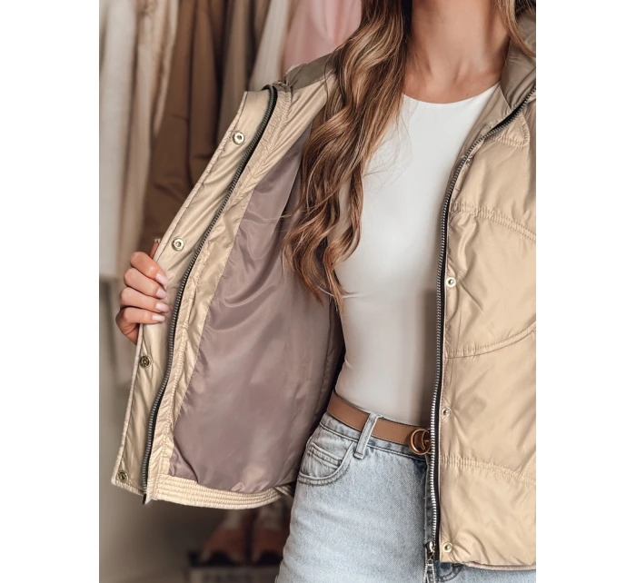 Dámská přechodná prošívaná bunda s kapucí NIVESSO béžová FashionStreet TY4858