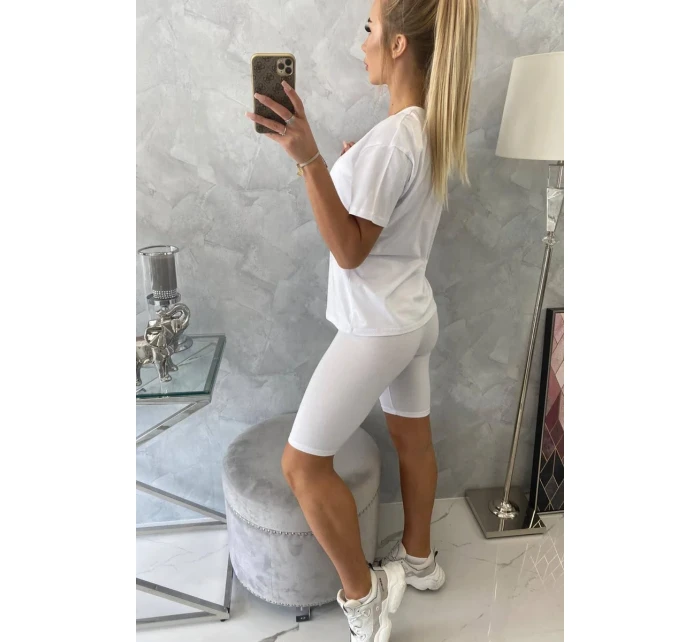 Bílý set top+legíny Bílý set top+legíny