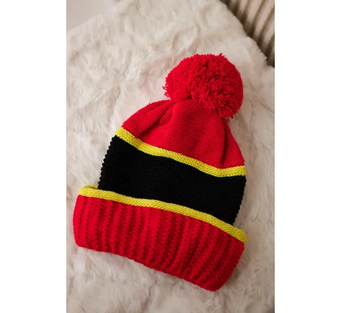 Dámská čepice Kinga K297 červená+kiwi+černá Dámská čepice Kinga K297 červená+kiwi+černá