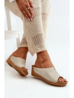 Pohodlné Dámské Sandály Na Klinu Inblu NG000002 Béžové