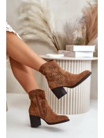 Boty S Svrškem Na Podpatku Eko Semišové Hnědé model 21668000 - Boto Boty S Svrškem Na Podpatku Eko Semišové Hnědé model 21668000 - Boto