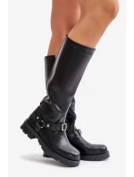 Zateplené dámské kozačky na zip z ekologické kůže černé model 21670685 - Boto