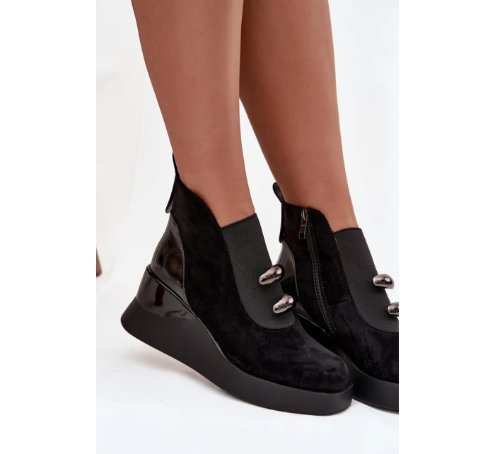 Dámské kotníčkové boty na platformě D&A MR52-106 Černé