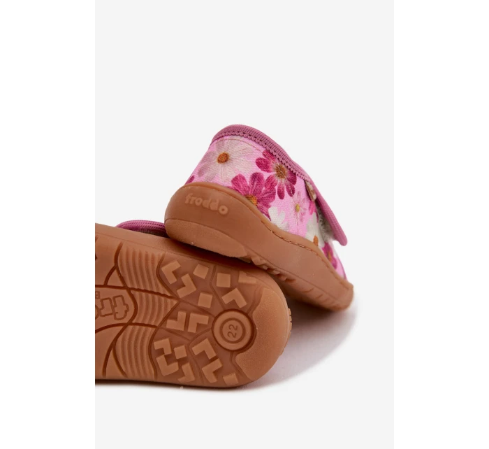 Dětské dívčí pantofle Barefoot Kwiatki Froddo G1700438-8 -11 Růžové