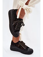 Dámské tenisky s krajkou na platformě model 22095265 Černé - Lee Cooper Dámské tenisky s krajkou na platformě model 22095265 Černé - Lee Cooper