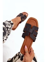 Dámské pantofle na plochém podpatku – černé Mirona