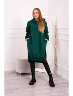 Zateplená mikina s bočními rozparky tmavě zelená Zateplená mikina s bočními rozparky tmavě zelená