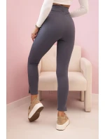 Dámské bavlněné kalhoty s oděvy a gumou v pase grafitové