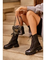 Zateplené pracovní boty na plochém podpatku Černé model 21633334 - Boto Zateplené pracovní boty na plochém podpatku Černé model 21633334 - Boto