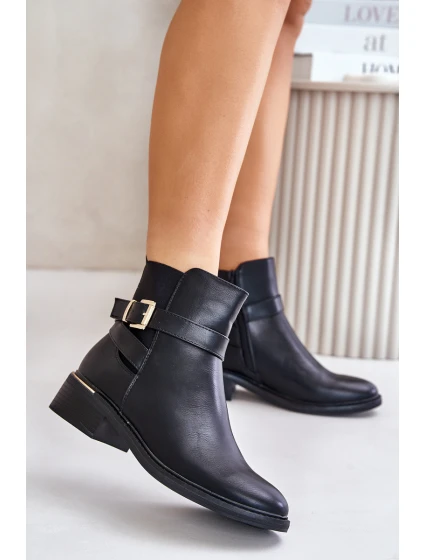 Dámské boty na nízkém podpatku eko kůže černé model 21674185 - Boto Dámské boty na nízkém podpatku eko kůže černé model 21674185 - Boto