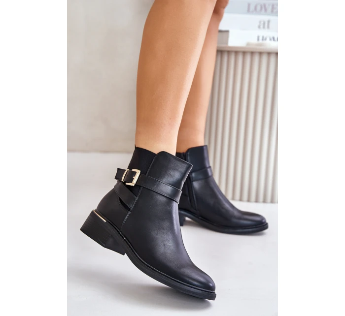 Dámské boty na nízkém podpatku eko kůže černé model 21674185 - Boto Dámské boty na nízkém podpatku eko kůže černé model 21674185 - Boto