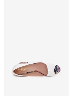 Kožené lodičky s ozdobným podpatkem Lewski Shoes model 21704096 bílé - Boto