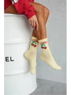 Dámské kotníkové ponožky CHERRIES – žluté