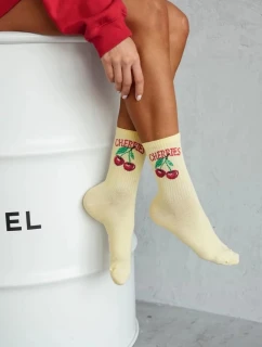 Dámské kotníkové ponožky CHERRIES – žluté