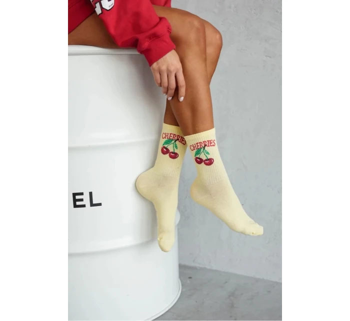 Dámské kotníkové ponožky CHERRIES – žluté Dámské kotníkové ponožky CHERRIES – žluté