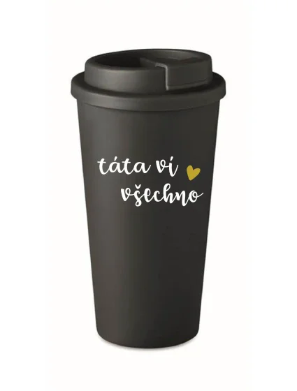 TÁTA VÍ VŠECHNO - černý termohrnek 475 ml TÁTA VÍ VŠECHNO - černý termohrnek 475 ml