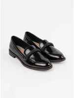 Krásné  mokasíny dámské černé bez podpatku