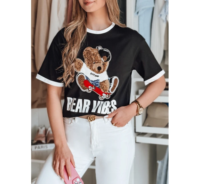 Dámské oversize tričko s výšivkou  černé Dstreet model 21988846 - FashionStreet