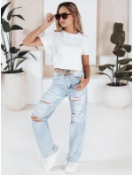 Dámské široké džíny s dírami modré FashionStreet UY2801 Dámské široké džíny s dírami modré FashionStreet UY2801