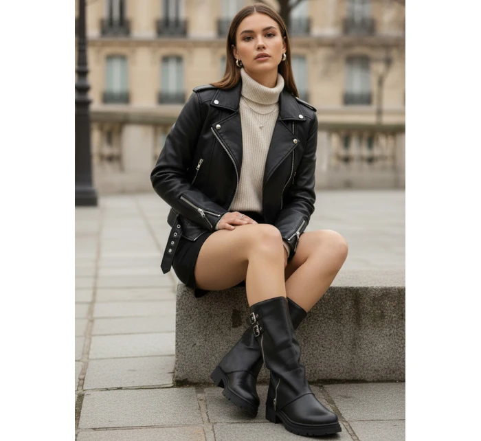 Dámské kozačky se širokým svrškem černé FashionStreet ZY1331 Dámské kozačky se širokým svrškem černé FashionStreet ZY1331