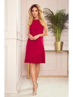 Červené dámské trapézové šaty s asymetrickým model 8489478 - numoco Červené dámské trapézové šaty s asymetrickým model 8489478 - numoco