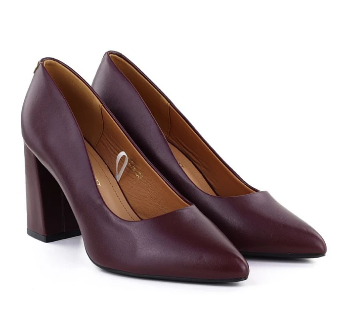 Bordó semišové lodičky na jehlovém podpatku Sergio model 22078961 - LEONE Bordó semišové lodičky na jehlovém podpatku Sergio model 22078961 - LEONE