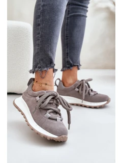 Semišové Dámské Tenisky S Šněrováním Šedé model 21671682 - Artiker