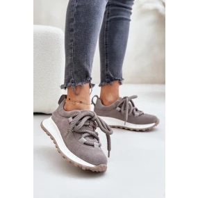 Semišové Dámské Tenisky S Šněrováním Šedé model 21671682 - Artiker