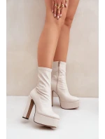 Boty Na Vysokém Podpatku A Platformě Světle Béžové Tennira Boty Na Vysokém Podpatku A Platformě Světle Béžové Tennira