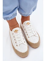 Krajkové tenisky espadrilky na platformě model 22102795 Bílé - Lee Cooper Krajkové tenisky espadrilky na platformě model 22102795 Bílé - Lee Cooper