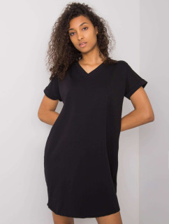 RUE PARIS Černé bavlněné šaty pro ženy