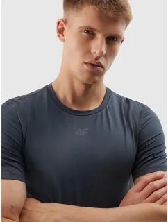 Pánské sportovní tričko slim z recyklovaných materiálů 4F - grafitové