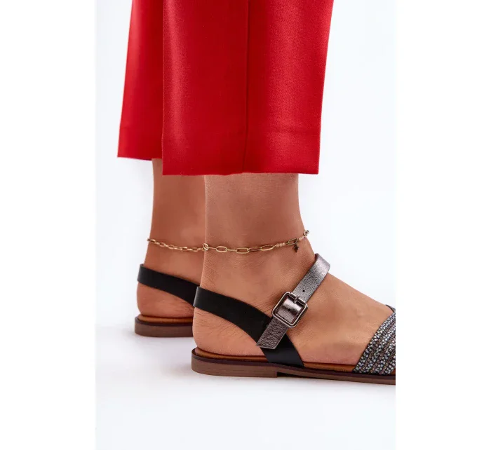 Dámské ploché sandály S.Barski černá Dámské ploché sandály S.Barski černá