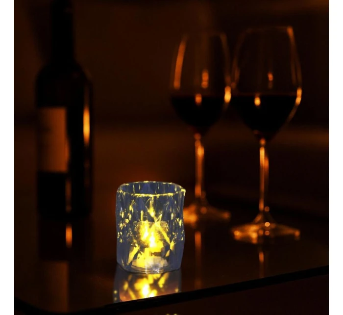 MINI DEKORATIVNÍ LAMPA 6 CM TRANSPARENTNÍ TEPLÁ BÍLÁ 1 LED