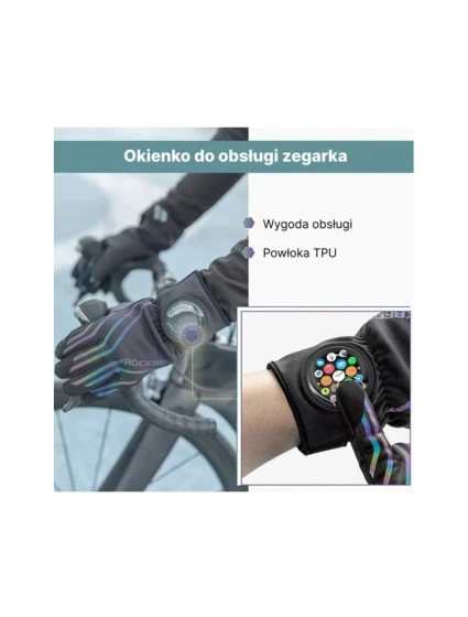 Rockbros zimowe rękawiczki rowerowe czarne XL