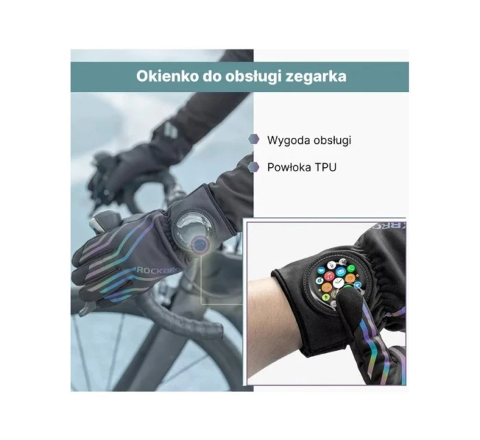 Rockbros zimowe rękawiczki rowerowe czarne XL