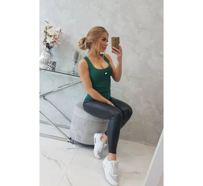 Žebrovaná halenka s halenkou zelená