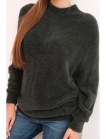 Dámský svetr s model 21780797 texturou a vlnou a dlouhým rukávem khaki - K-Fashion Dámský svetr s model 21780797 texturou a vlnou a dlouhým rukávem khaki - K-Fashion