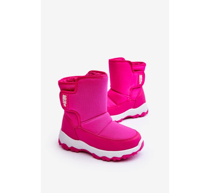 Dětské růžové zateplené sněhule s rzepem Big Star MM374121 Dětské růžové zateplené sněhule s rzepem Big Star MM374121