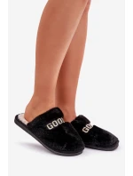 Dámské Pantofle S Kožíškem A Nápisem Černé Kalelia Dámské Pantofle S Kožíškem A Nápisem Černé Kalelia