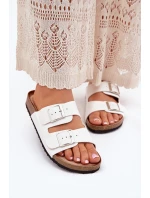 Dámské Pantofle Na Korkové Platformě S Přezkou Bílé model 21699941 - Boto